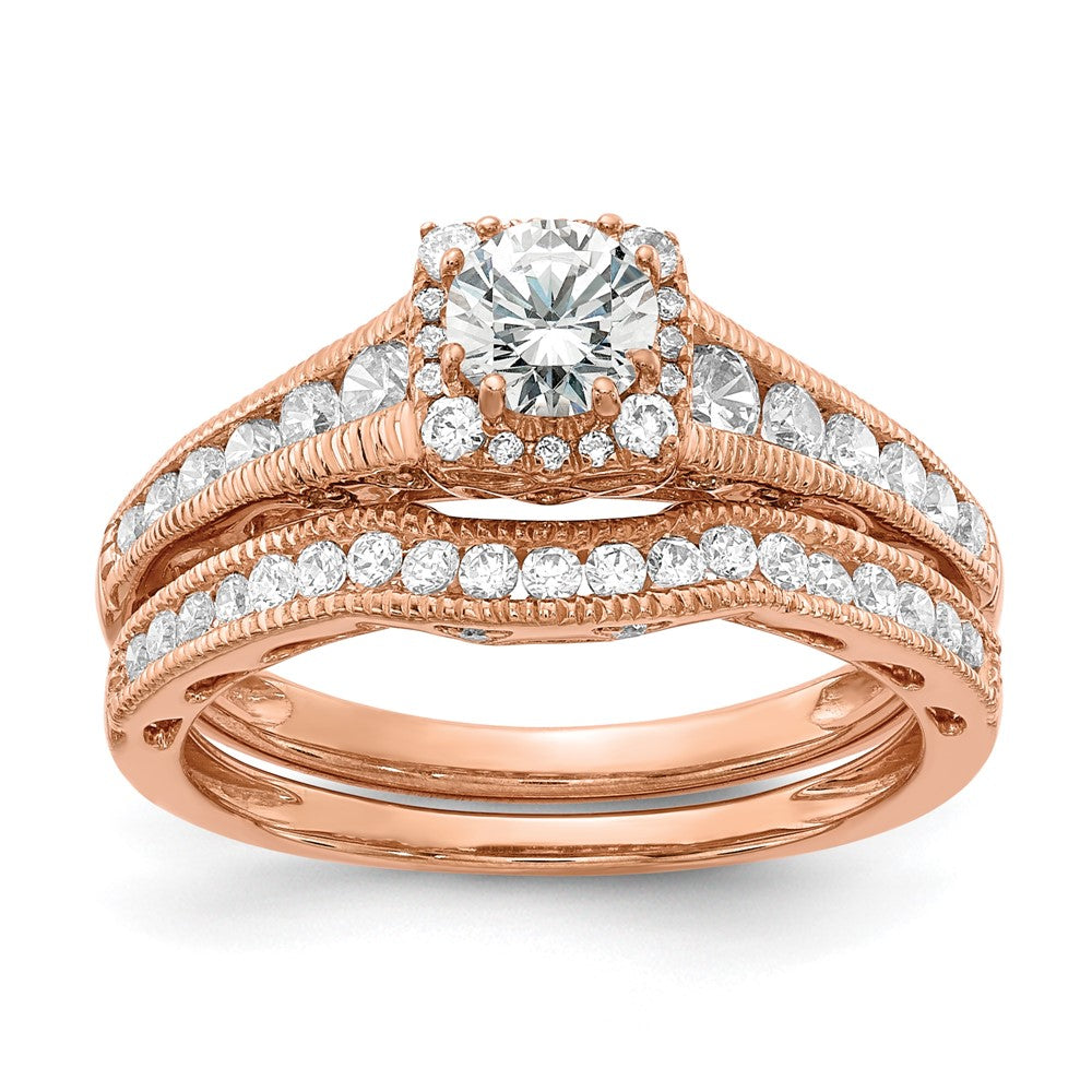14k Rose Gold 7/8 Ct. Lab Grown Diamond VS/SI+ G+ Petite Halo Engagement Ring