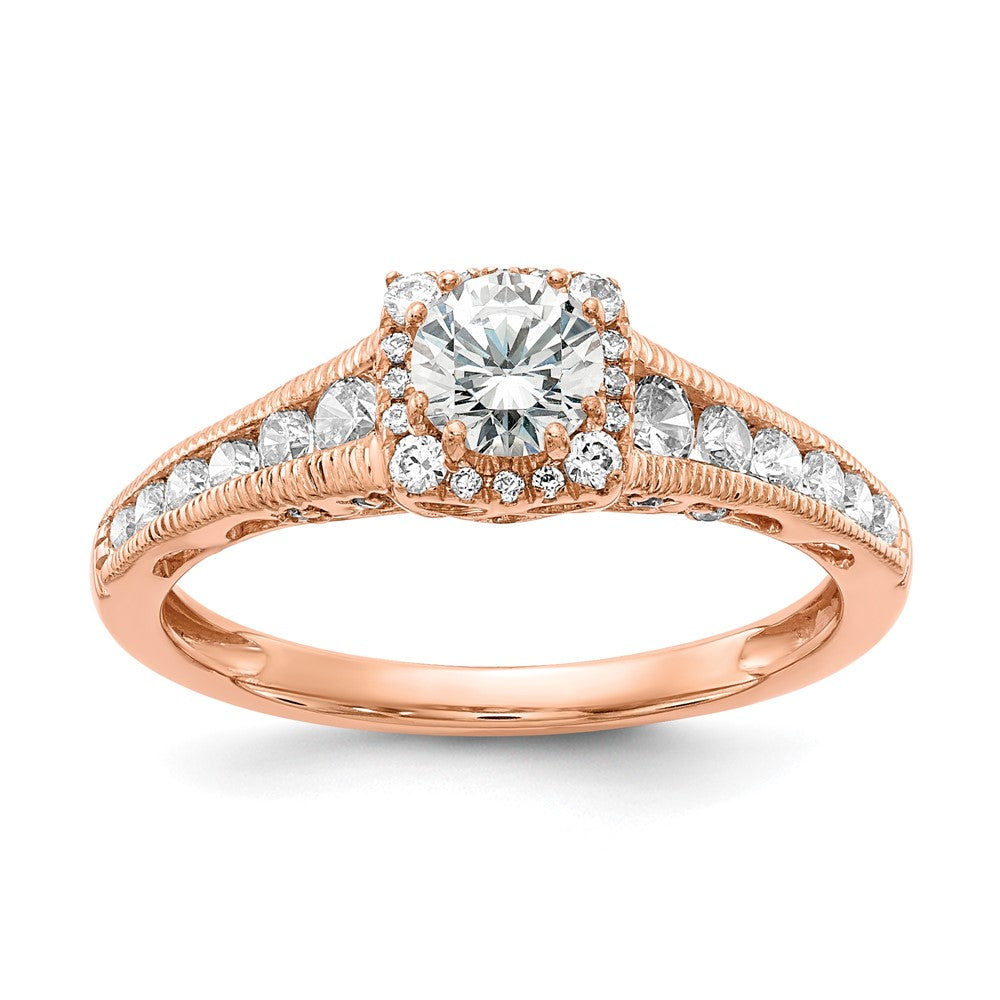 14k Rose Gold 7/8 Ct. Lab Grown Diamond VS/SI+ G+ Petite Halo Engagement Ring