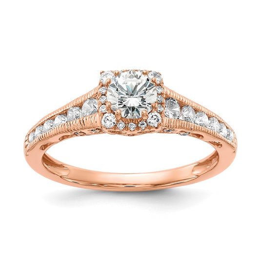 14k Rose Gold 7/8 Ct. Lab Grown Diamond VS/SI+ G+ Petite Halo Engagement Ring