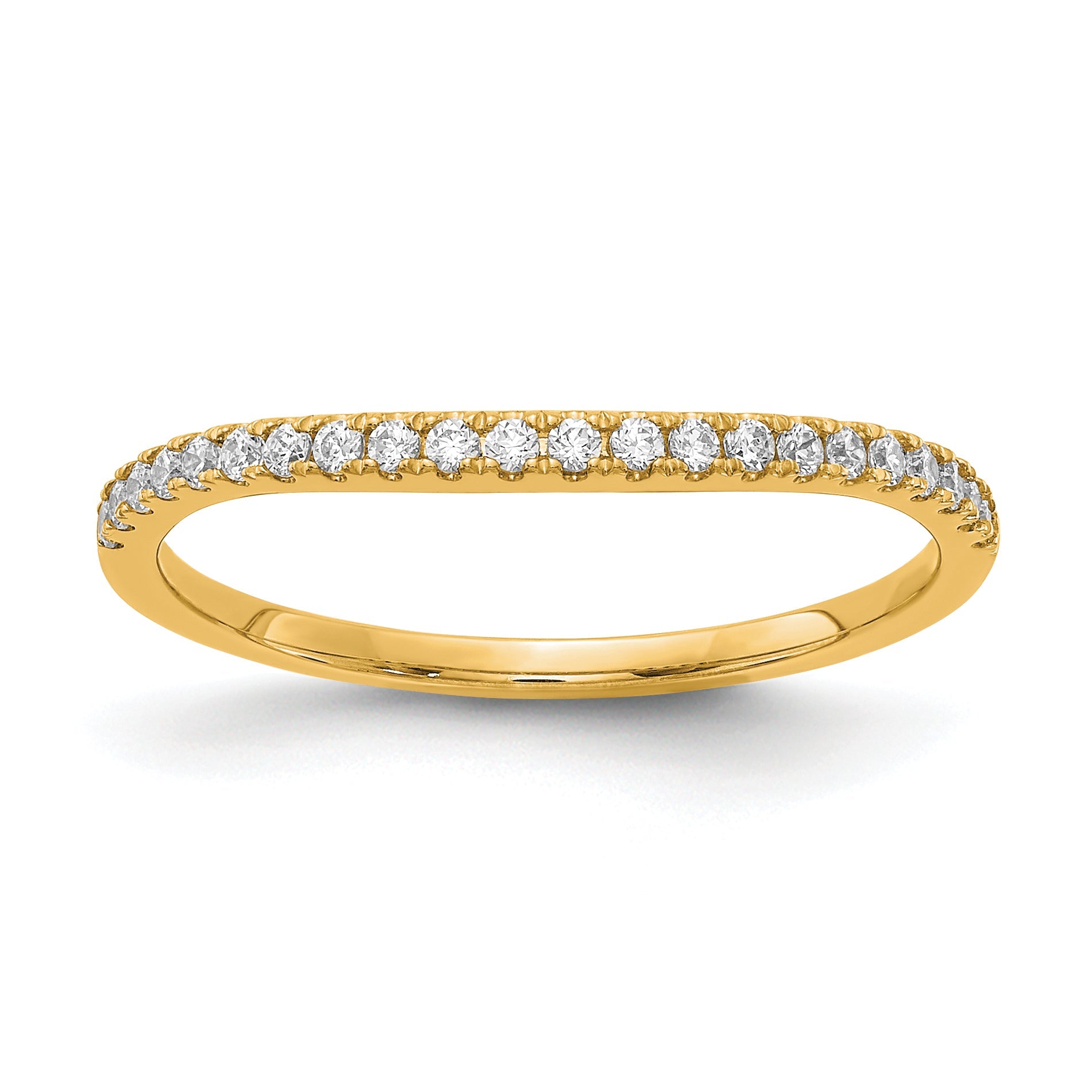 14K Yellow Gold Diamond Contoured Wedding Band