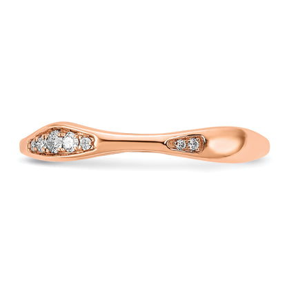 14K Rose Gold 1/8 Carat Diamond Contoured Complete Wedding Band