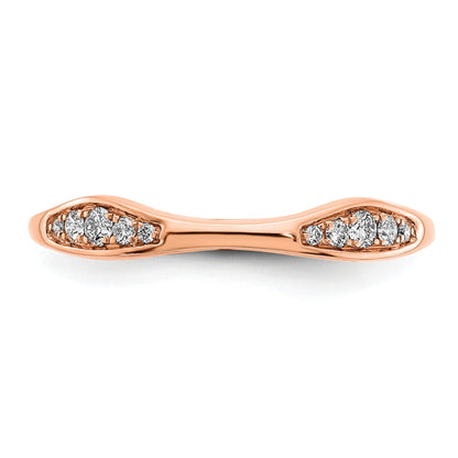 14K Rose Gold 1/8 Carat Diamond Contoured Complete Wedding Band