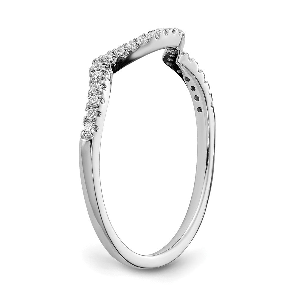 14k White Gold 1/8 Ct. Lab Grown Diamond VS/SI+ G+ Round Contoured Wedding Band Ring