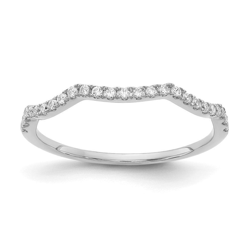 14K White Gold Diamond Contoured Wedding Band