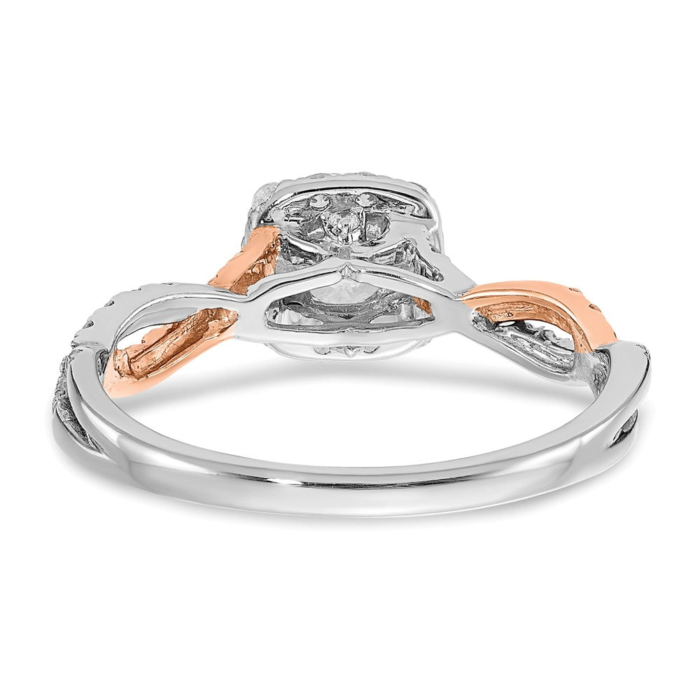 14K Two-Tone Lab Grown VS/SI+ G+ Dia Complete Square Halo Eng Ring