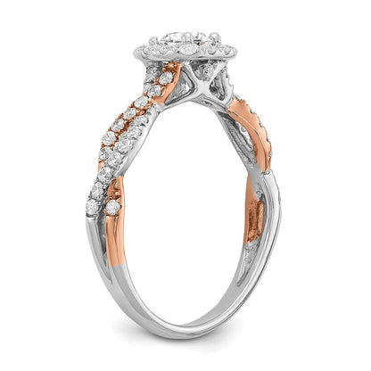 14K Two-Tone Lab Grown VS/SI+ G+ Dia Complete Square Halo Eng Ring