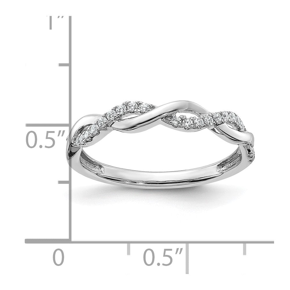 14k White Gold 1/8 Ct. Lab Grown Diamond VS/SI+ G+ Twist Wedding Band Ring