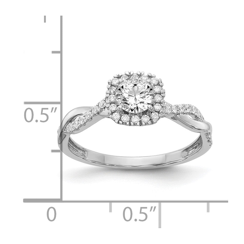 14k White Gold 5/8 Ct. Lab Grown Diamond VS/SI+ G+ Round Halo Engagement Ring