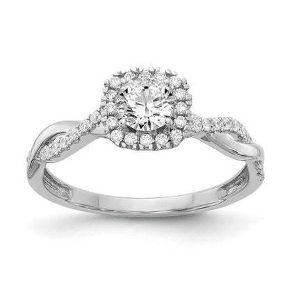10k White Gold 5/8 Ct. Lab Grown Diamond VS/SI+ G+ Round Halo Engagement Ring