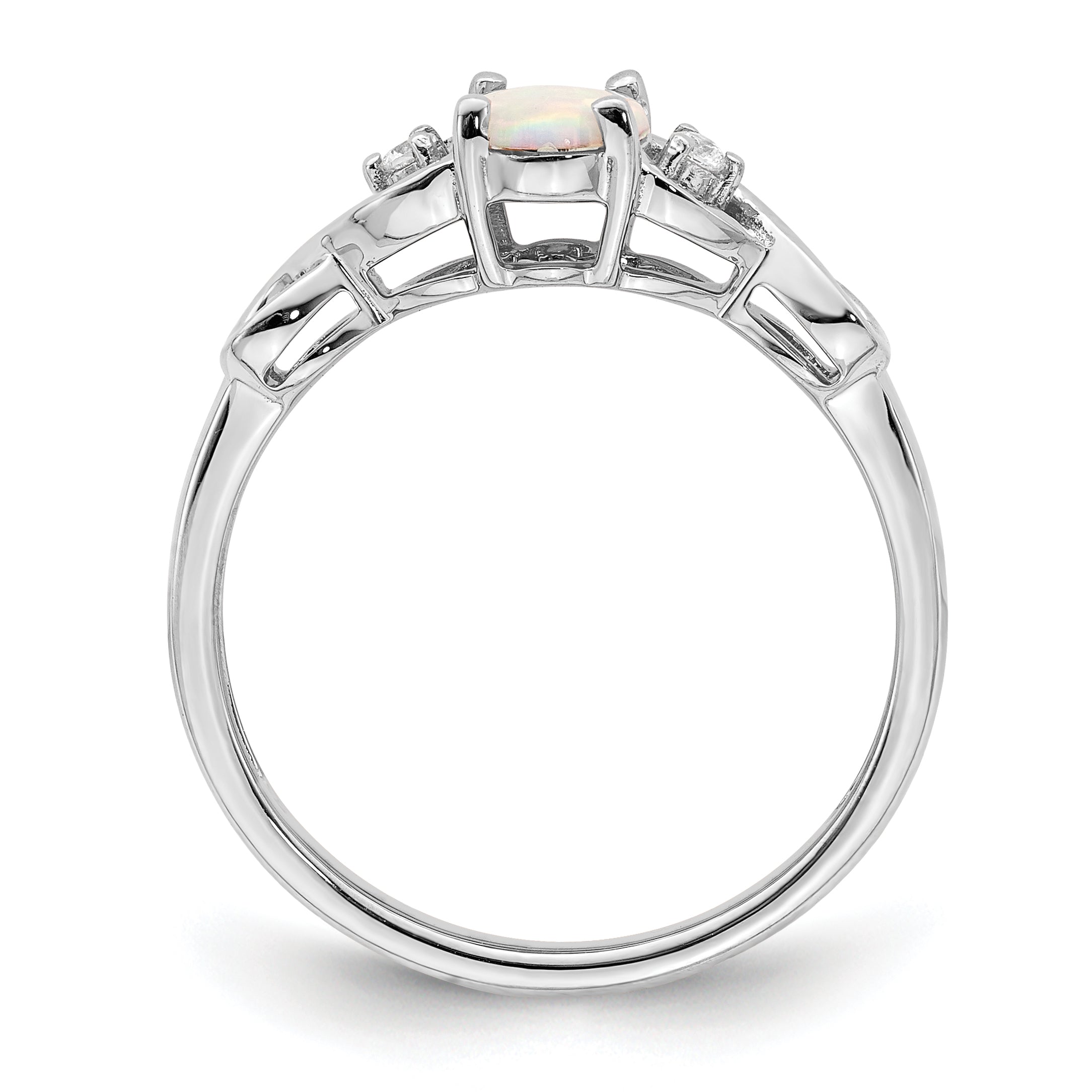 10K White Gold 10K Created Opal And Diamond Ring