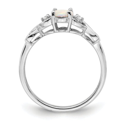 10K White Gold 10K Created Opal And Diamond Ring