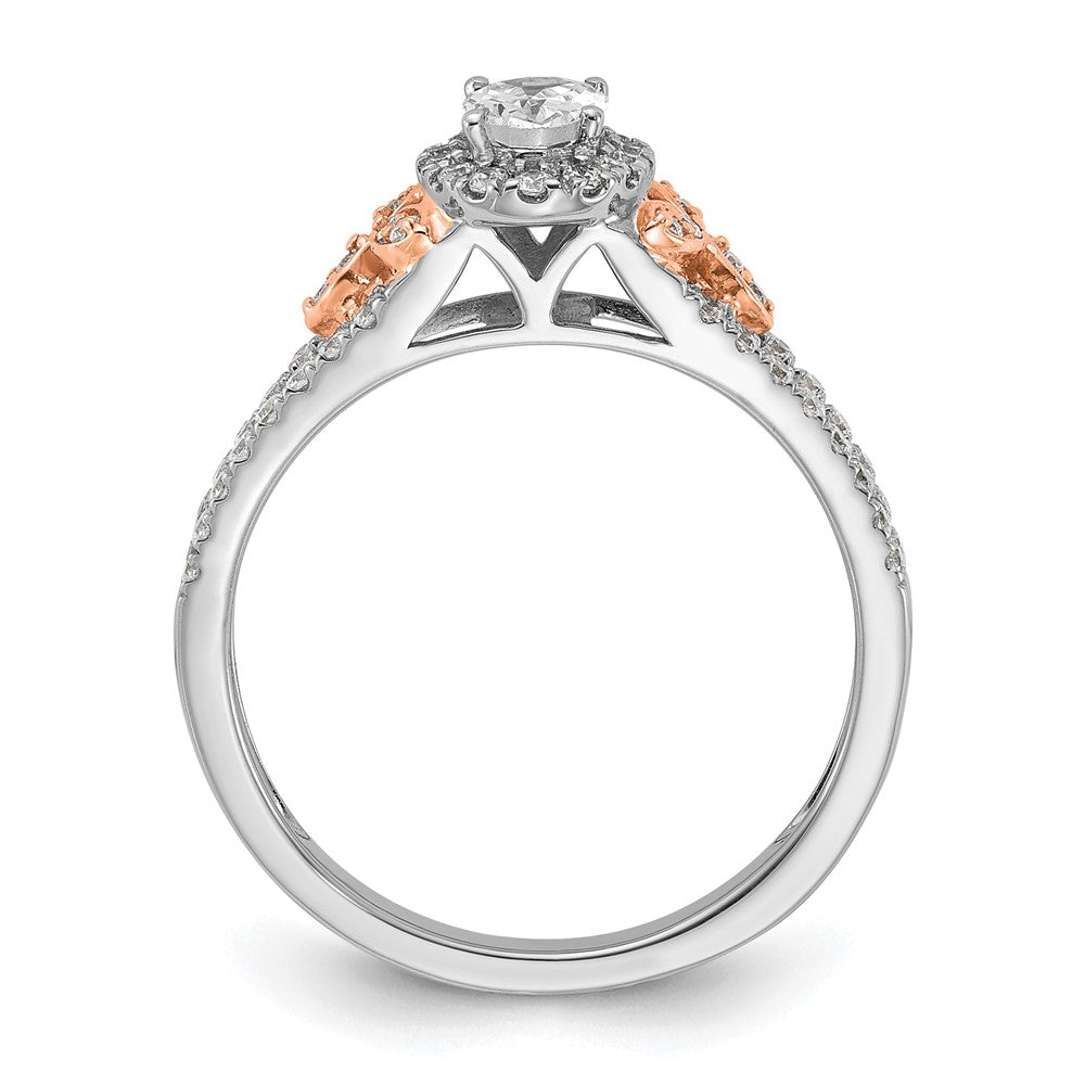 14k Two-tone Two Tone Rose and White Gold 3/4 Ct. Lab Grown Diamond VS/SI+ G+ Oval Halo Engagement Ring