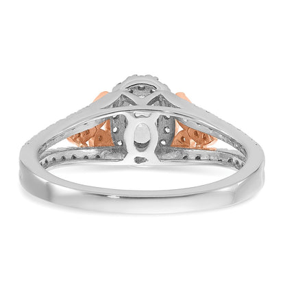 14k Two-tone Two Tone Rose and White Gold 3/4 Ct. Lab Grown Diamond VS/SI+ G+ Oval Halo Engagement Ring