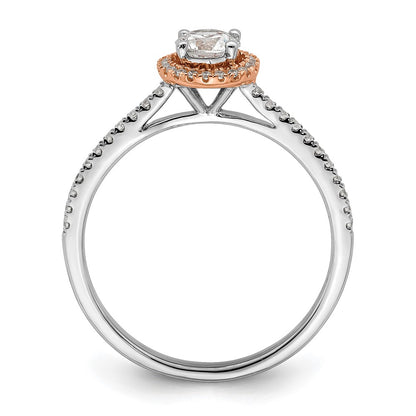 10k Two-Tone Rose and White Gold 1/2 Ct. Lab Grown Diamond VS/SI+ G+ Round Halo Engagement Ring