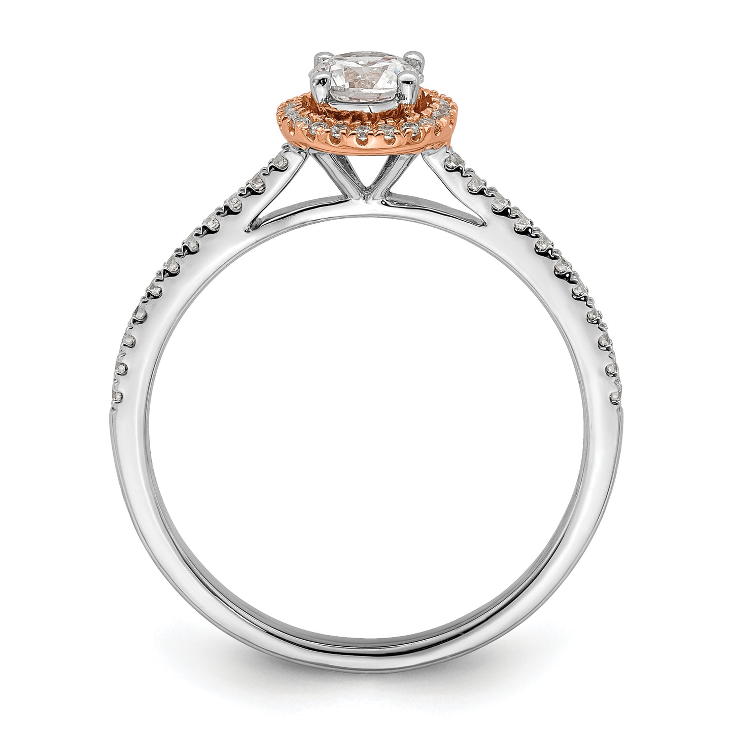 10k Two-Tone Rose and White Gold 1/2 Ct. Lab Grown Diamond VS/SI+ G+ Round Halo Engagement Ring