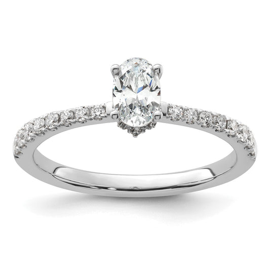 14k White Gold 3/4 Ct. Lab Grown Diamond VS/SI+ G+ Oval Solitaire Engagement Ring