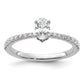 14k White Gold 1/4 Ct. Lab Grown Diamond VS/SI+ G+ 1/2 Ct. center Oval Engagement Ring