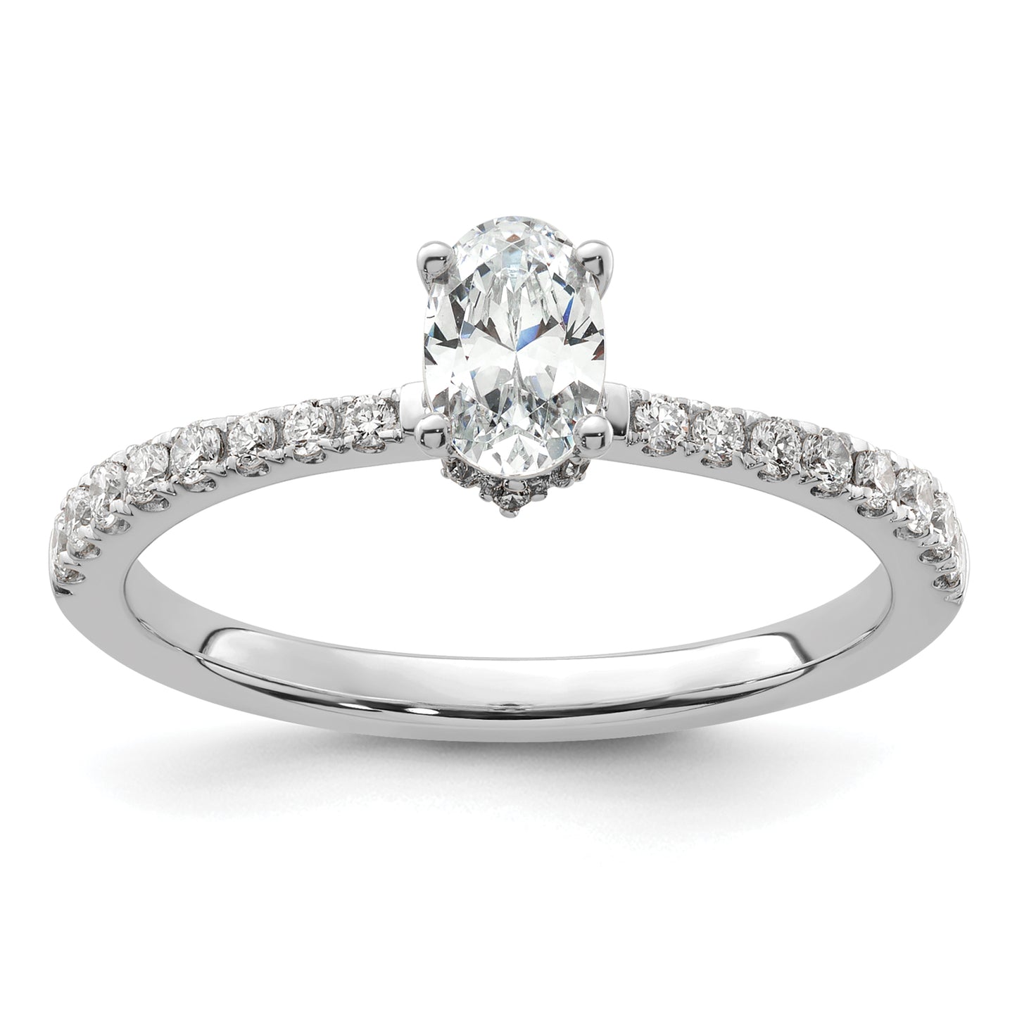 14k White Gold 1/4 Ct. Lab Grown Diamond VS/SI+ G+ 1/2 Ct. center Oval Engagement Ring