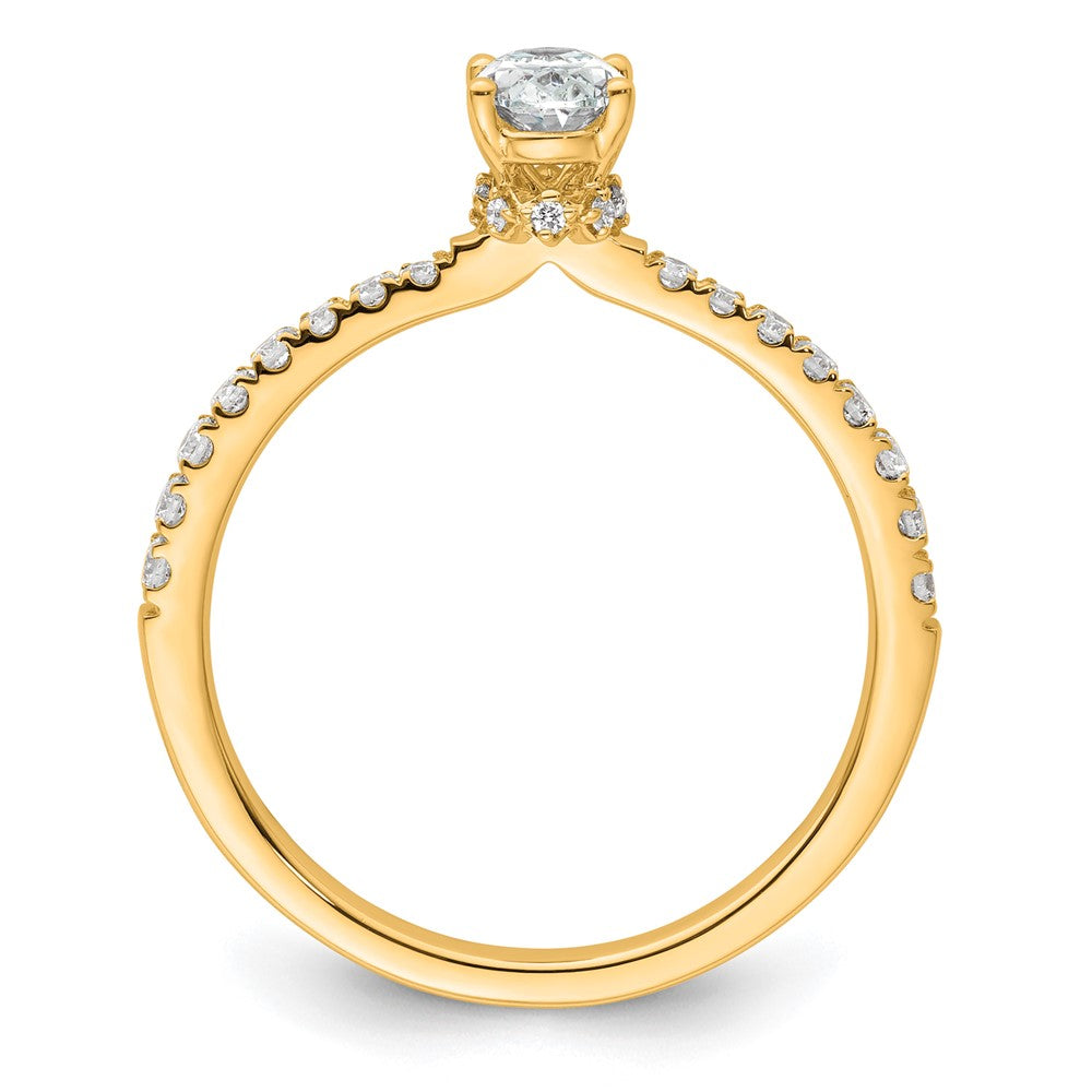 14k Yellow Gold 1/4 Ct. Lab Grown Diamond VS/SI+ G+ 1/2 Ct. center Oval Semi Mount Engagement Ring