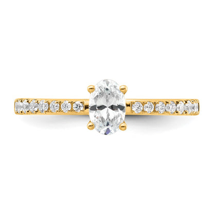 14k Yellow Gold 1/4 Ct. Lab Grown Diamond VS/SI+ G+ 1/2 Ct. center Oval Semi Mount Engagement Ring