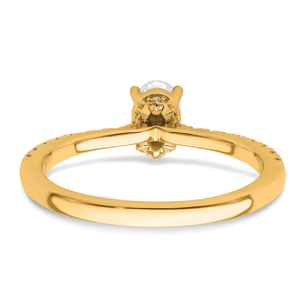 14k Yellow Gold 1/4 Ct. Lab Grown Diamond VS/SI+ G+ 1/2 Ct. center Oval Semi Mount Engagement Ring