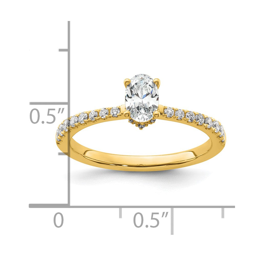 14k Yellow Gold 1/4 Ct. Lab Grown Diamond VS/SI+ G+ 1/2 Ct. center Oval Semi Mount Engagement Ring