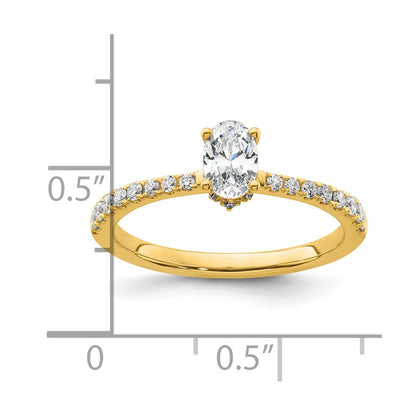 14k Yellow Gold 1/4 Ct. Lab Grown Diamond VS/SI+ G+ 1/2 Ct. center Oval Semi Mount Engagement Ring