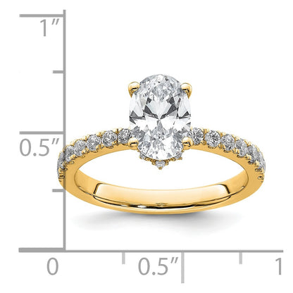 14k Yellow Gold White 1/4 Ct. Lab Grown Diamond VS/SI+ G+ 1 1/2 Ct. center Oval Engagement Ring