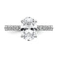 14k White Gold 1/4 Ct. Lab Grown Diamond VS/SI+ G+ 2 Ct. center Oval Engagement Ring