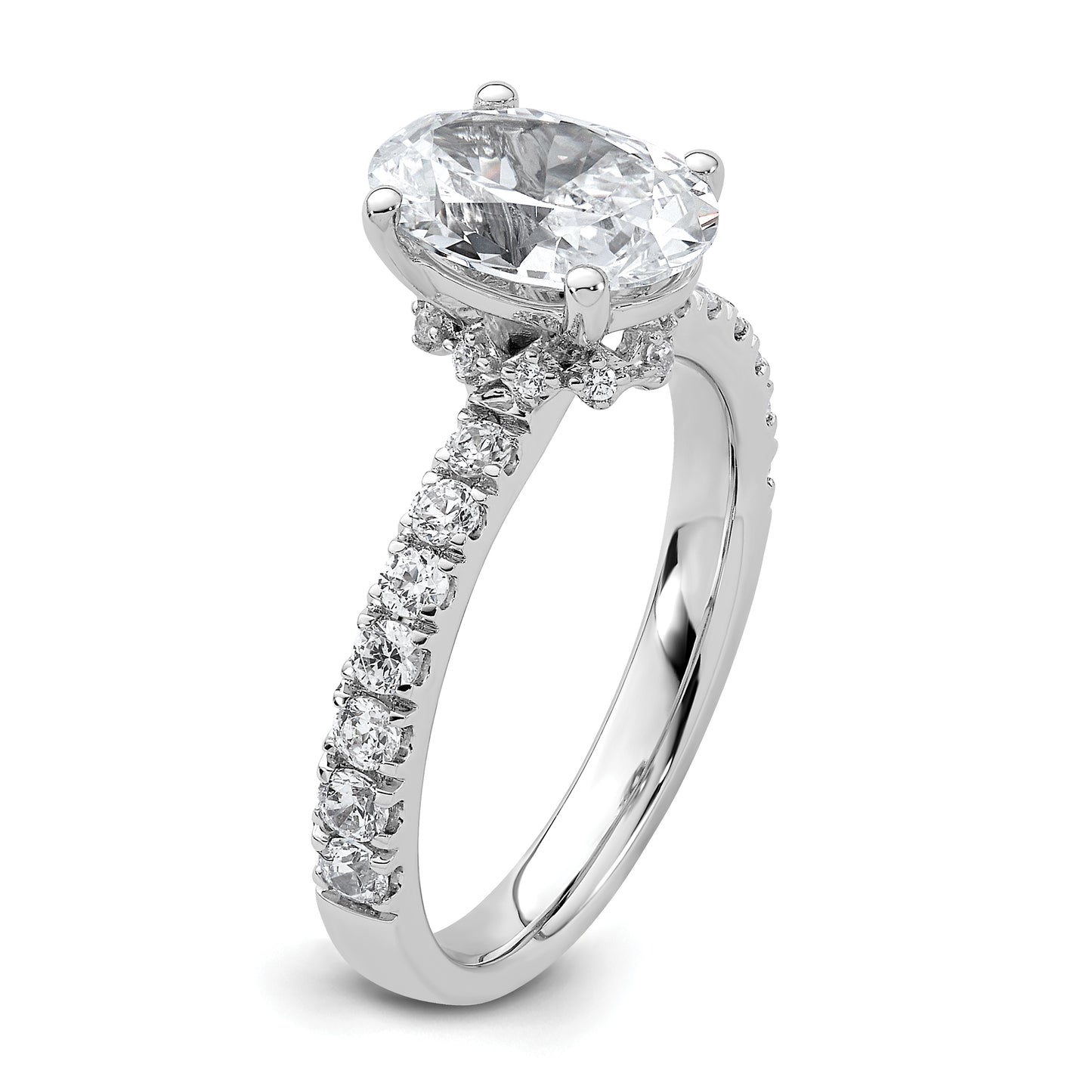 14k White Gold 1/4 Ct. Lab Grown Diamond VS/SI+ G+ 2 Ct. center Oval Engagement Ring