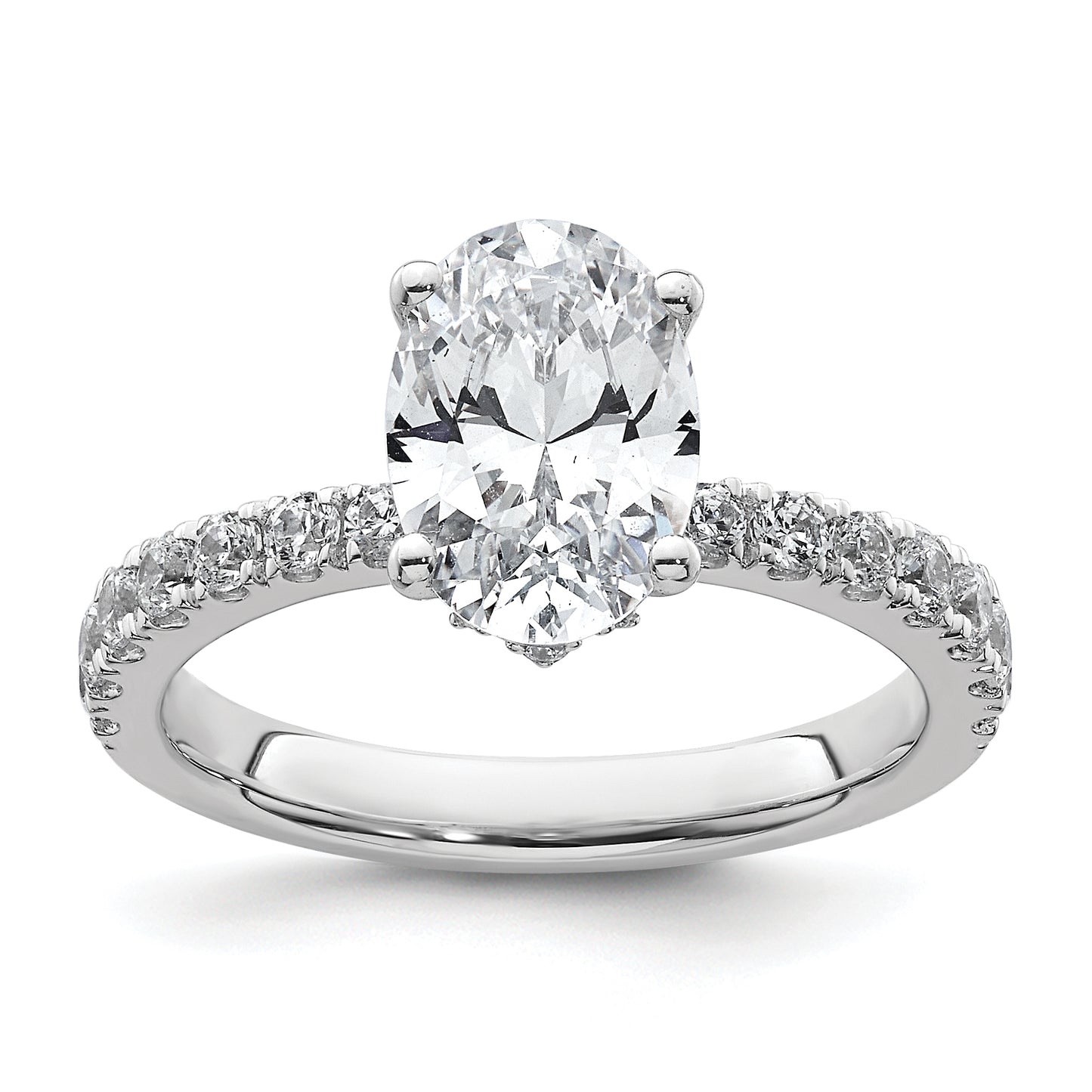 14k White Gold 1/4 Ct. Lab Grown Diamond VS/SI+ G+ 2 Ct. center Oval Engagement Ring