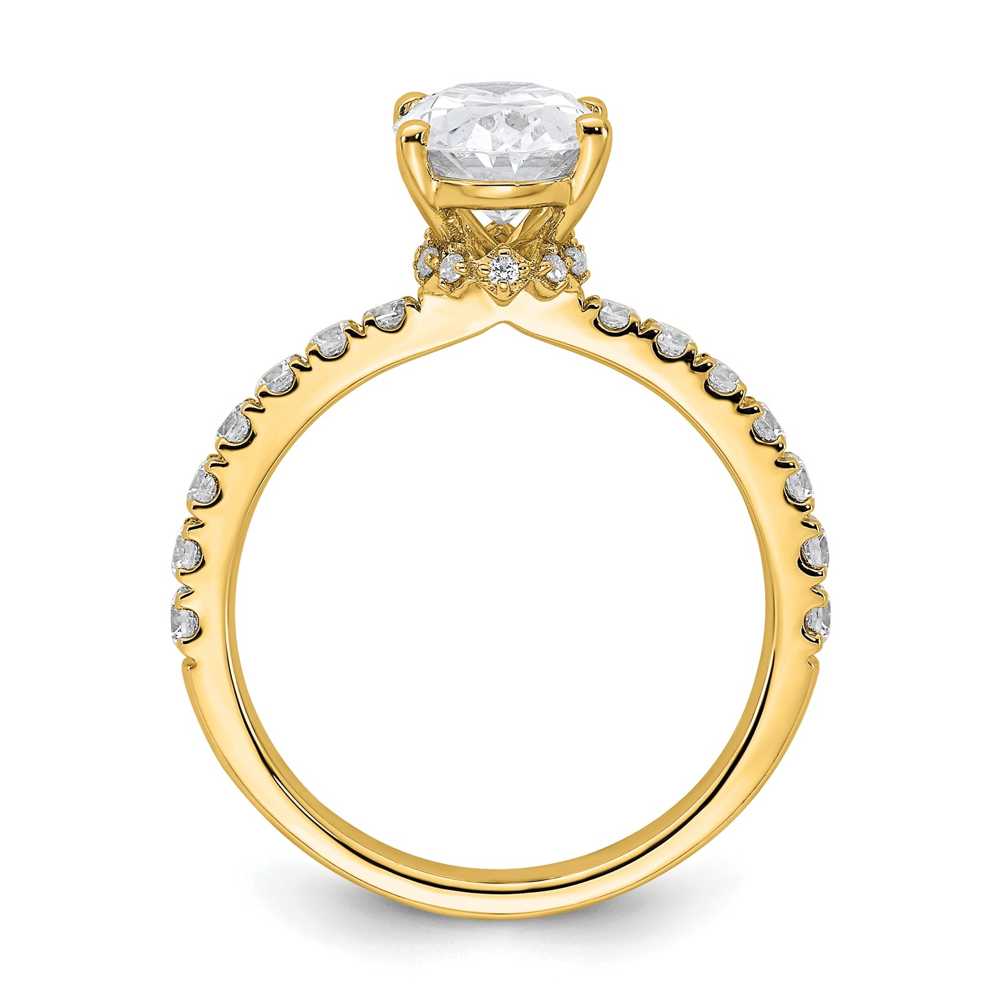 14k Yellow Gold White 1/4 Ct. Lab Grown Diamond VS/SI+ G+ 2 Ct. center Oval Engagement Ring