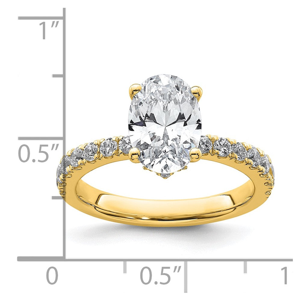14k Yellow Gold White 1/4 Ct. Lab Grown Diamond VS/SI+ G+ 2 Ct. center Oval Engagement Ring