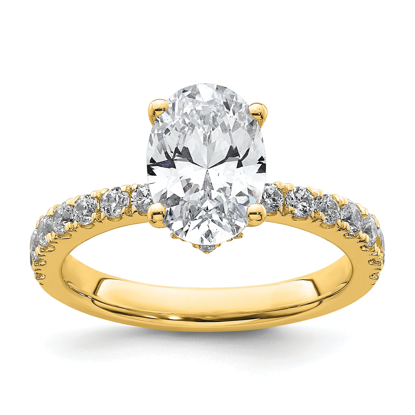 14k Yellow Gold White 1/4 Ct. Lab Grown Diamond VS/SI+ G+ 2 Ct. center Oval Engagement Ring