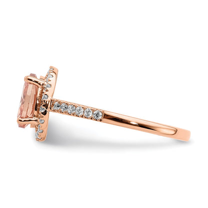 Pure Serenity 14k Rose Gold 1/3 Ct. Lab Grown Diamond VS/SI+ G+ and Oval Morganite Halo Engagement Ring