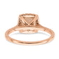 Pure Serenity 14k Rose Gold 1/4 Ct. Lab Grown Diamond VS/SI+ G+ and Cushion Morganite Halo Engagement Ring