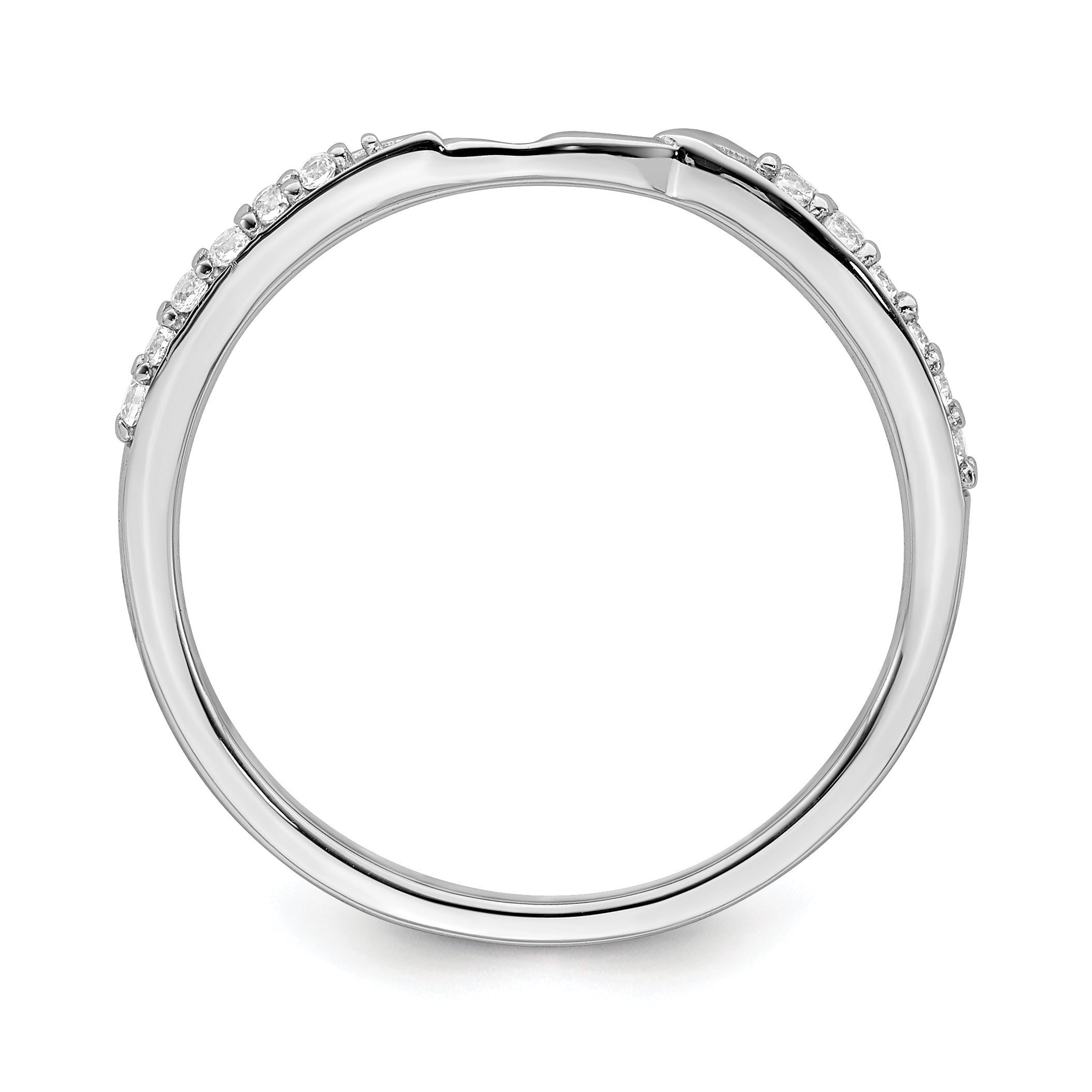 10K White Gold 1/15 Carat Diamond Contoured Complete Wedding Band