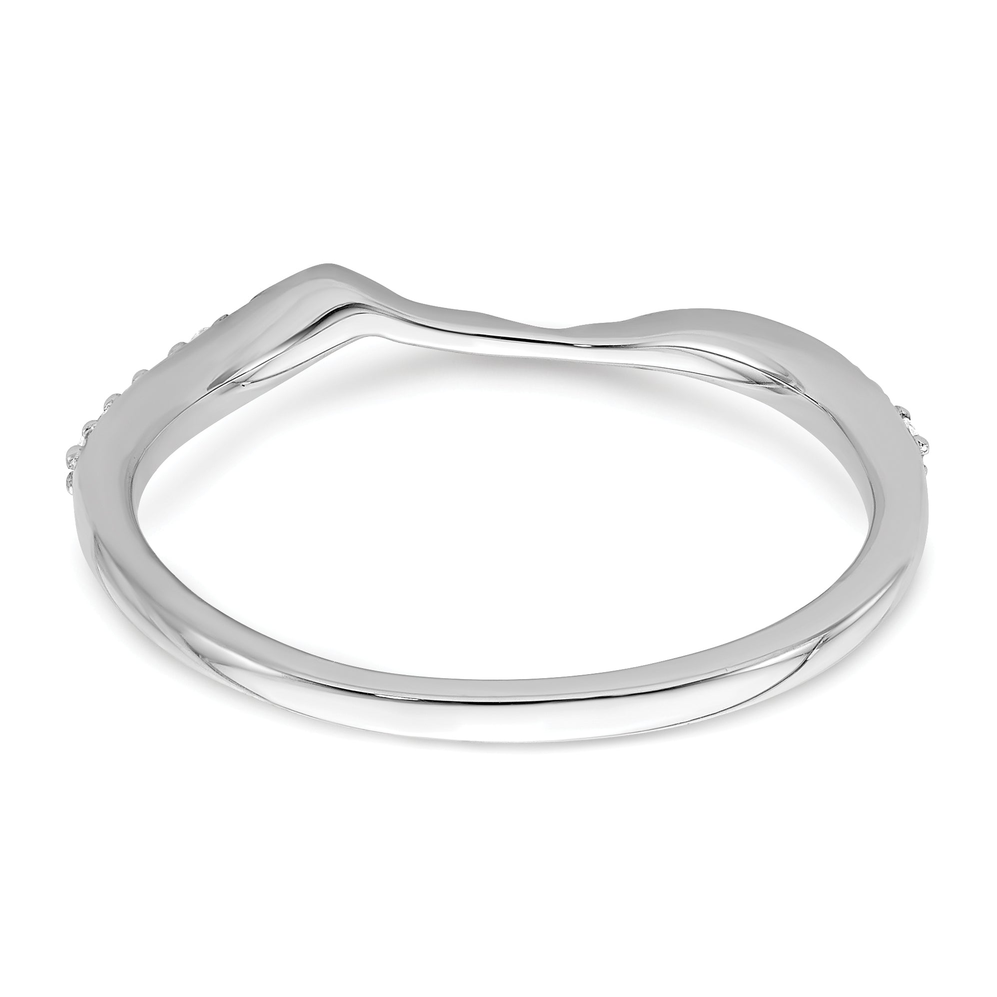 10K White Gold 1/15 Carat Diamond Contoured Complete Wedding Band