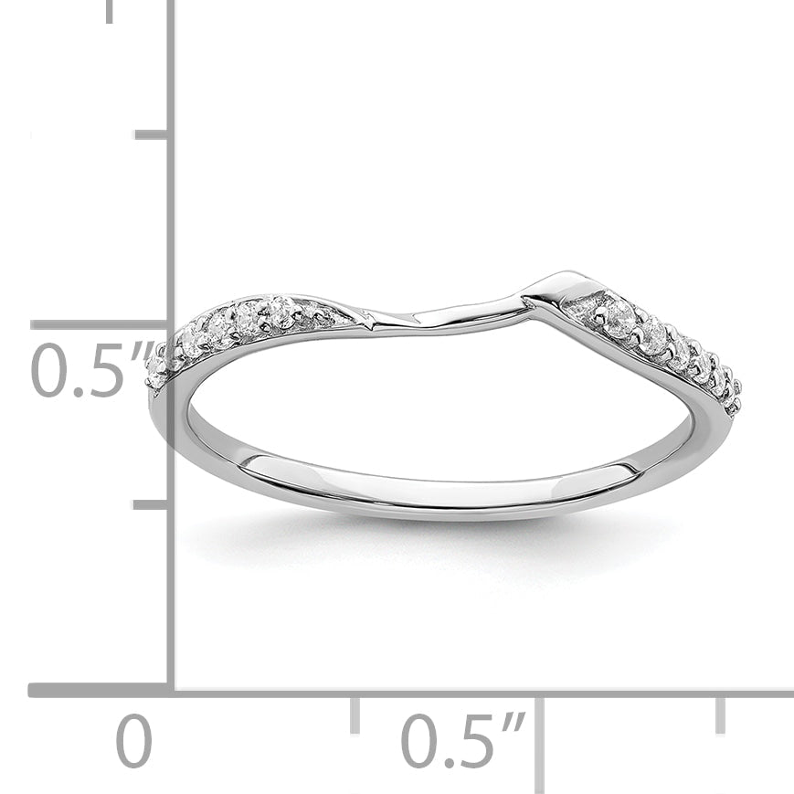 10K White Gold 1/15 Carat Diamond Contoured Complete Wedding Band