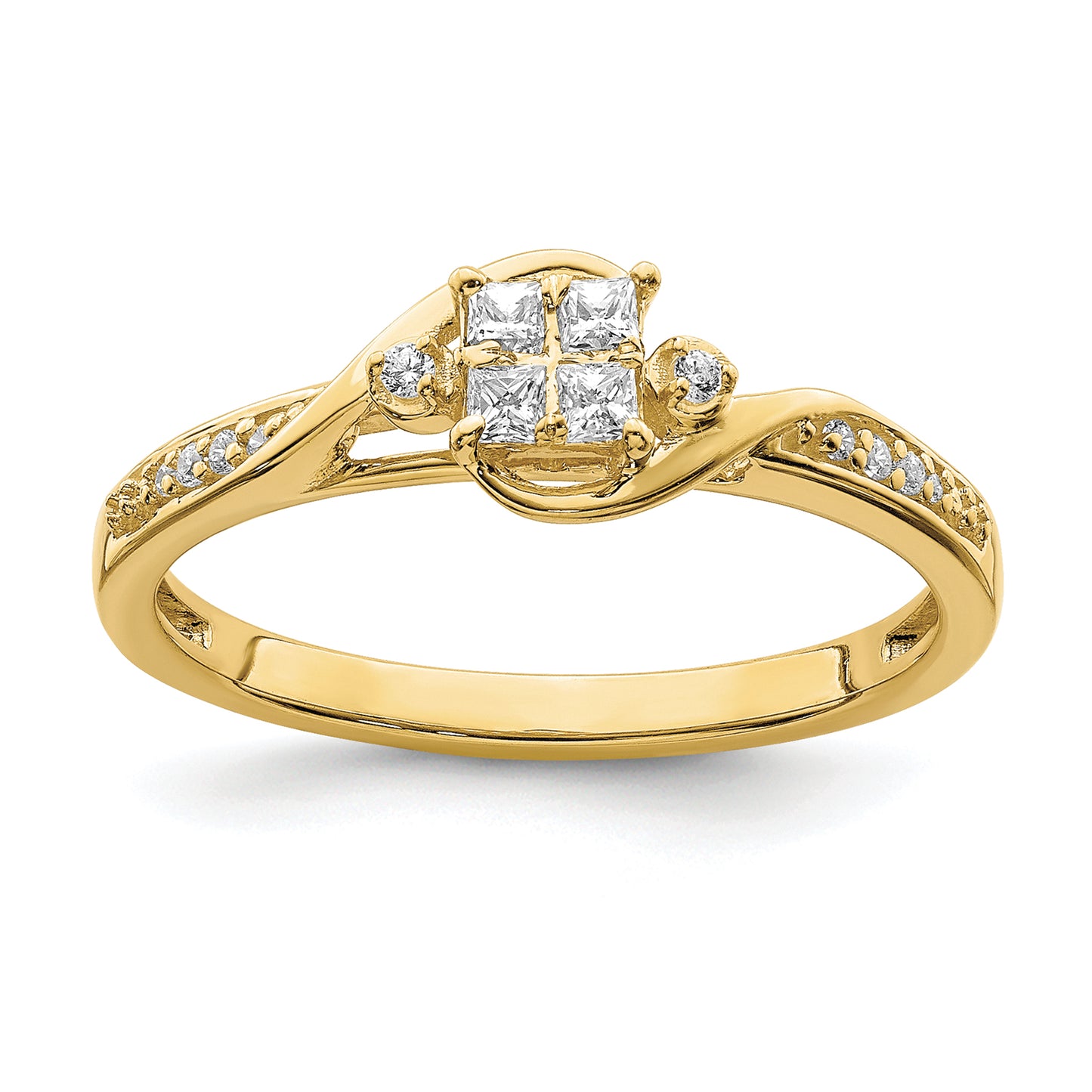 10k Yellow Gold 1/6 Ct. Lab Grown Diamond VS/SI+ G+ Cluster Engagement Ring