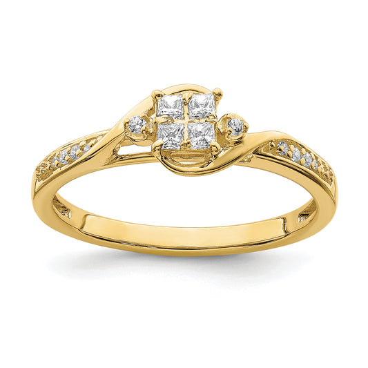 10k Yellow Gold 1/6 Ct. Lab Grown Diamond VS/SI+ G+ Cluster Engagement Ring