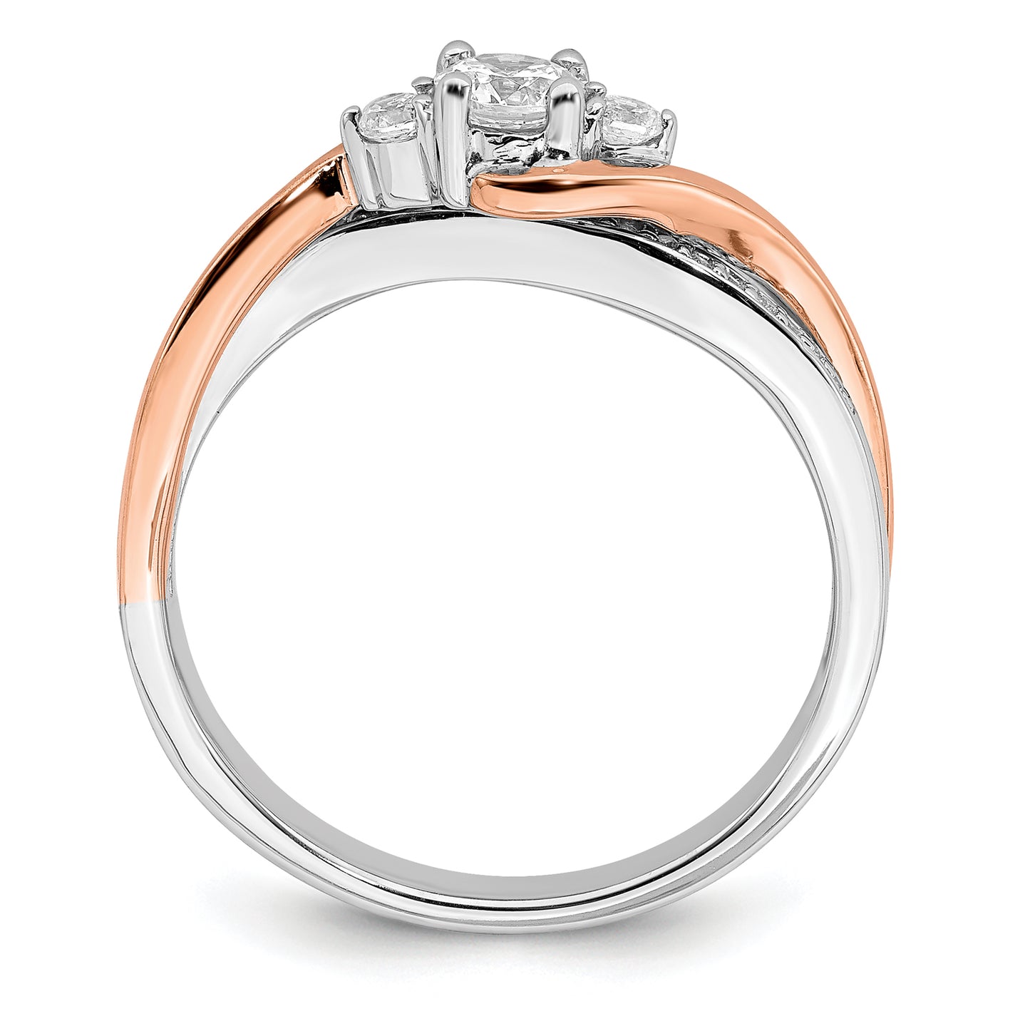 14k Two-tone Two Tone Rose and White Gold 3/8 Ct. Lab Grown Diamond VS/SI+ G+ Round Bypass Engagement Ring