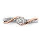 14k Two-tone Two Tone Rose and White Gold 3/8 Ct. Lab Grown Diamond VS/SI+ G+ Round Bypass Engagement Ring