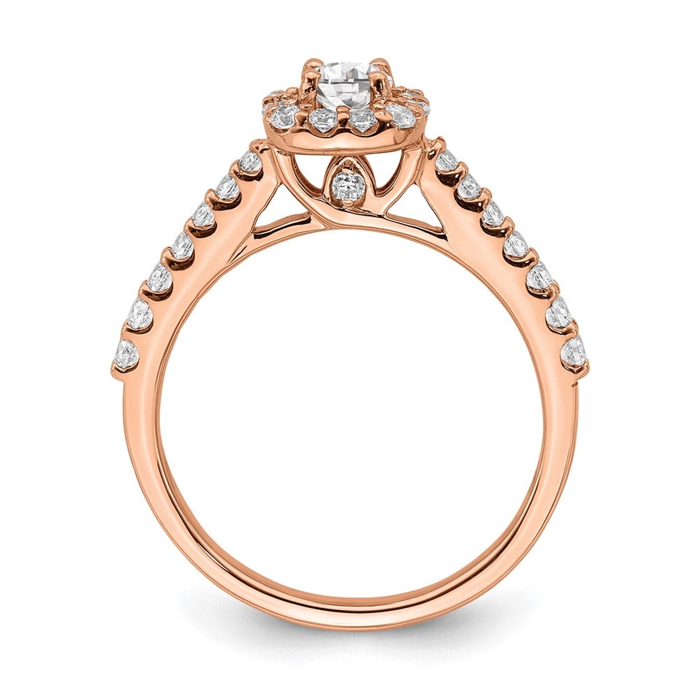 14k Rose Gold 3/4 Ct. Lab Grown Diamond VS/SI+ G+ Round Halo Engagement Ring