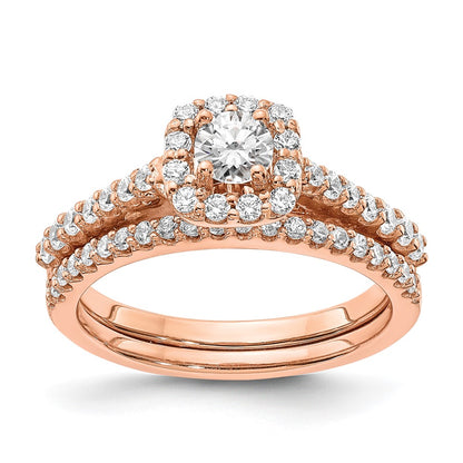 14k Rose Gold 3/4 Ct. Lab Grown Diamond VS/SI+ G+ Round Halo Engagement Ring