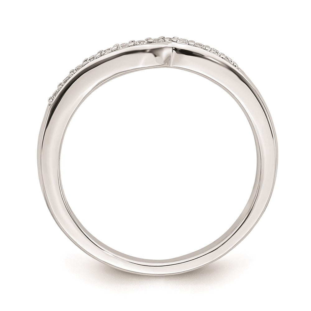 0.12ct. CZ Solid Real 14k White Gold Contoured Wedding Band Ring
