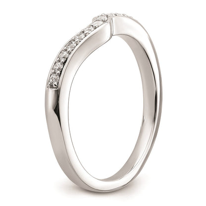 0.12ct. CZ Solid Real 14k White Gold Contoured Wedding Band Ring