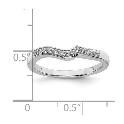 0.12ct. CZ Solid Real 14k White Gold Contoured Wedding Band Ring