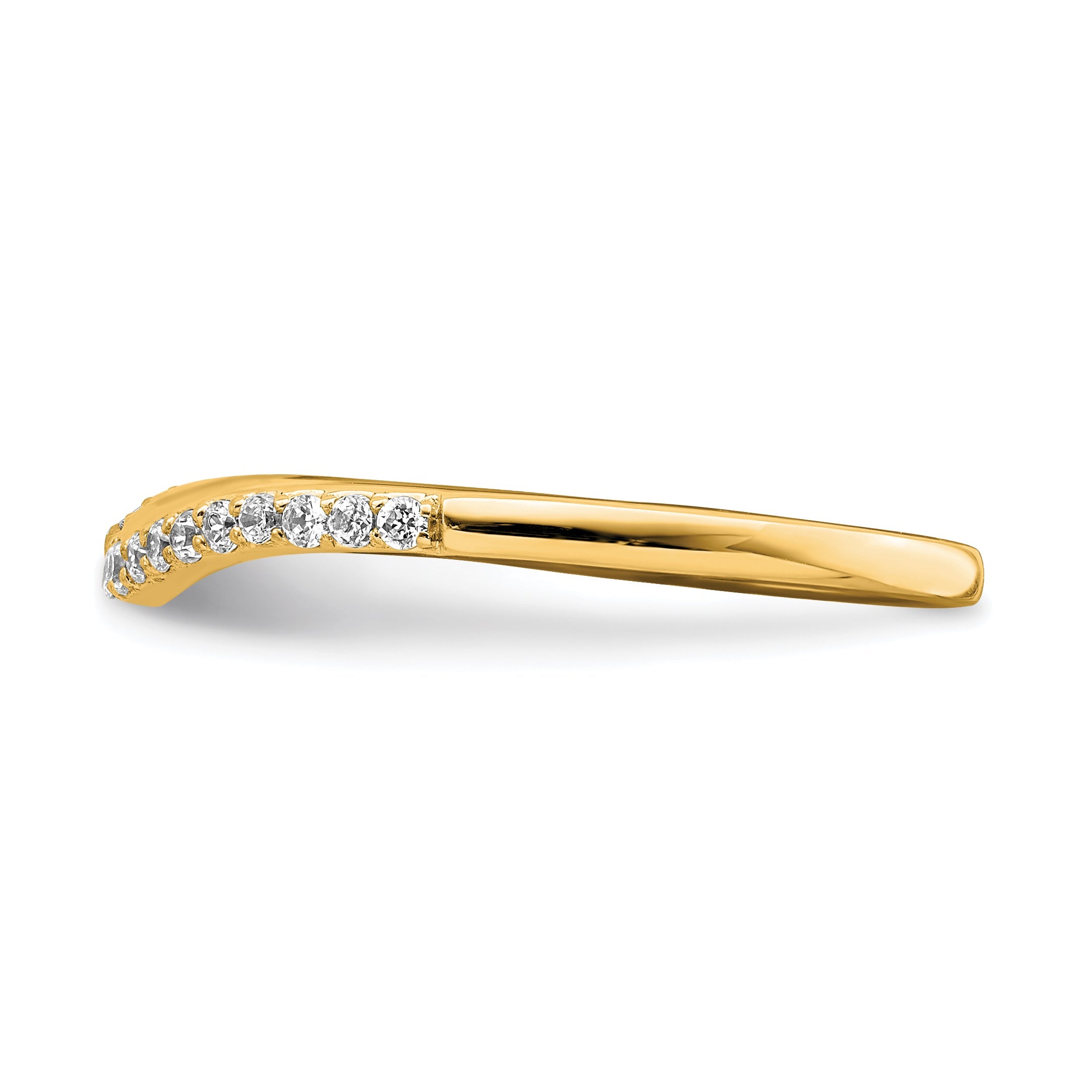 14K Yellow Gold Contoured Diamond Band