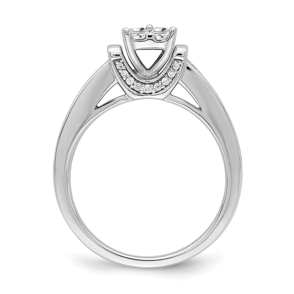 0.80ct. CZ Solid Real 14k White Gold Cluster CZ Engagement Ring